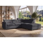 Deco in paris - canap d'angle convertible en tissu gris nairobi - angle droit
