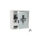 Armoire à pharmacie 1 compartiment en acier inoxydable avec porte magnétique en verre givré et 2 clés ... Armoire à pharmacie 1 compartiment en acier inoxydable avec porte magnétique en verre givré et 2 clés ...