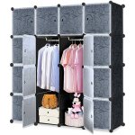 Diy armoire penderie  monter soi - mme en plastique - systme d'tagres enfichables avec porte - 16 ...