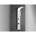 Colonne de douche hydromassage en aluminium verni en poudre blanche mat (frontal) et noir mat (lateral) ...