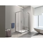 Nala - douche de 6 mm angulaire rectangulaire avec profil chrom (receveur non inclu) - 70 x 100