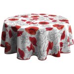 Le linge de jules - nappe anti - taches coquelicot - ronde 160 cm