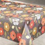 Nappe anti tache  fleurs gris 145x240 cm