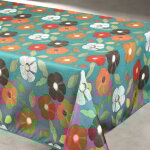 Nappe anti tache à fleurs vert 145x300 cm Nappe anti tache à fleurs vert 145x300 cm