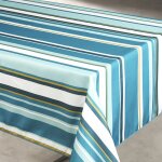 Nappe anti tache  rayures bleu 145x300 cm