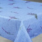 Nappe anti - t�che rectangle motif lavande bleu 145x240 cm