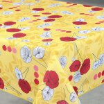 Nappe anti - t�che rectangulaire motif coquelicots jaune 145x240 cm