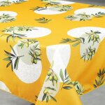 Nappe anti - tche rectangulaire motif olive jaune 145x240 cm