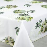Nappe anti - tche rectangulaire motif olive vert 145x240 cm