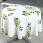 Nappe anti - t�che ronde motif olive vert 160x160 cm