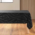 Nappe antitache rectangulaire 140x240 cm - lignes argent - noir Nappe antitache rectangulaire 140x240 cm - lignes argent - noir