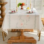 Nappe carree anti tache nappe coton et lin lavable nappe tissu tassel style pour la d�coration des tables ...