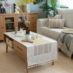 Nappe coton et lin avec poche latrale de rangement nappe rectangulaire anti tache nappe table basse ...