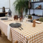 Nappe en coton vichy marron brun 200x150 cm