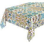Nappe cuisine rsistant aux taches carrelage majolique vintage plastifi cir - 140x100 cm
