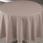 Nappe d�perlante anti - taches - effet lin pour table ronde taupe 160x160 cm