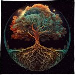 Nappe de divinations - arbres de vie - tarots - oracles - tissu d'autels - jeu de soci�t� - spirituelle ...