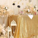 Nappe dor�e sans couture � paillettes 130x220 cm - id�ale pour les mariages, les anniversaires, no�l ...