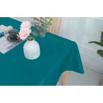 Nappe enduite avec traitement antitache bleu paon carrée 180 x 180 cm Nappe enduite avec traitement antitache bleu paon carrée 180 x 180 cm