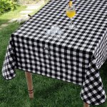 Nappe exterieur impermeable jardin rectangulaire toile cire 135180cm carreaux noir et blanc anti tache ...