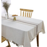 Nappe imperm�able rectangulaire table cloth coton lin 140x180 cm tassel nappe elegante tablecloth rectangle ...