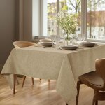 Nappe lavable imperm�able, d�coration rectangulaire, effet lin imperm�able, 140140 cm, kaki, 1 pi�ce