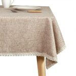 Nappe lavable en toile de jute de campagne, �paisse marron, 140x180 cm, nappe rectangulaire recouverte ...