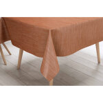 Nappe lima orange ? toile cir�e plastifi�e pvc lavable et antid�rapante avec effet lin ? made in italy ...