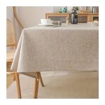Nappe en lin beige 140 x 240 cm, couleur naturelle, style boh�me �l�gant.
