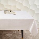 Nappe en lin blanche lavable et imperméable 140x200cm antitache Nappe en lin blanche lavable et imperméable 140x200cm antitache