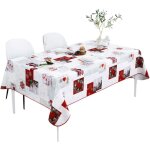 Nappe de no�l ? imperm�able ? 100% polyester ? anti - taches et lavable ? esprit de no�l en rouge & blanc ...