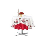 Nappe de no�l motifs p�re no�l ou cloche - anti t�ches - ronde ou rectangle - 160cm - p�re no�l