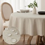 Nappe noel ronde 160 cm de anti tache nappe extrieurs impermeable jardin nappe en lin nappe beige tissu ...