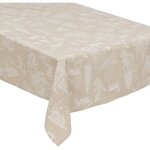 Nappe en polycoton beige aspect jute imprim animaux blanc 140 x 240 cm - feeric christmas