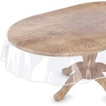 Nappe de protection de table ovale transparente en vinyle imperméable pour chaises de 4 à 6 places, 152, ... Nappe de protection de table ovale transparente en vinyle imperméable pour chaises de 4 à 6 places, 152, ...