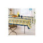 Nappe provenale rectangle anti - tche 100% polyester - citron - 300 x 150 cm - bleu