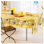Nappe proven�ale rectangle anti - t�che glycine 100% polyester - jaune - 200x150cm