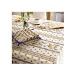 Nappe provençale rectangle anti - tâche moustier bleu 100% polyester - 200 x 150 cm Nappe provençale rectangle anti - tâche moustier bleu 100% polyester - 200 x 150 cm