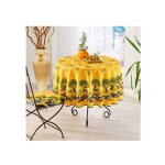 Nappe provençale ronde anti - tâche arbre olivier 100% polyester - jaune Nappe provençale ronde anti - tâche arbre olivier 100% polyester - jaune