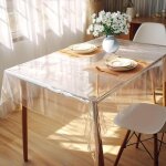 Nappe en pvc transparent, 140 x 220 cm, protection de table en plastique transparent, nappe fine pour ...