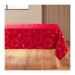 Nappe rectangle 150 x 300 cm polyester imprime metallise star rouge / or