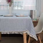 Nappe rectangle nappes nappe � pampilles ray�es protection de table jupe de table en lin table � manger ...