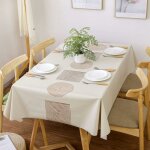 Nappe rectangulaire 140x220 nappe beige en pvc anti - tache, nappe fte nol impermable facile  nettoyer, ...