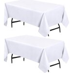 Nappe rectangulaire - 152 x 213 cm (lot de 2, blanc) lavable en machine housse de table pour les ftes, ...