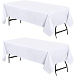 Nappe rectangulaire - 153 x 260 cm (lot de 2, blanc) lavable en machine housse de table, id�al pour les ...