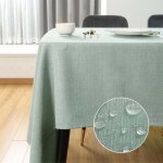 Nappe rectangulaire anti - t�ches et imperm�able, en tissu avec aspect lin lavable en machine pour tables ...