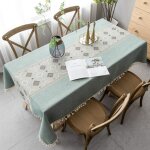 Nappe rectangulaire anti - tache en lin coton - imperm�able avec tassel pour tables basse, d'ext�rieur ...