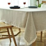 Nappe rectangulaire lavable en coton et lin avec glands linge de tabl pour anniversaire mariage table ...