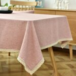 Jn. songs - nappe rectangulaire lavable en coton et lin avec glands linge de tabl pour anniversaire mariage ...