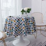 Nappe ronde 150 cm en coton et lin tissu nappe en serg� simple style nordique anti - tache infroissable ...